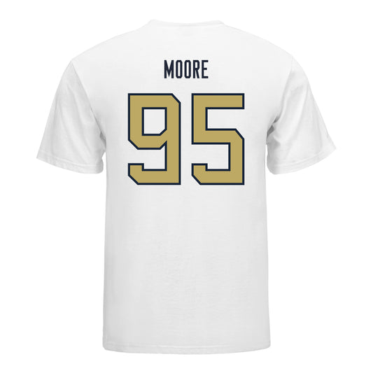 Georgia Tech Yellow Jackets #95 Jason Moore Student Athlete Football T-Shirt In White - Back View