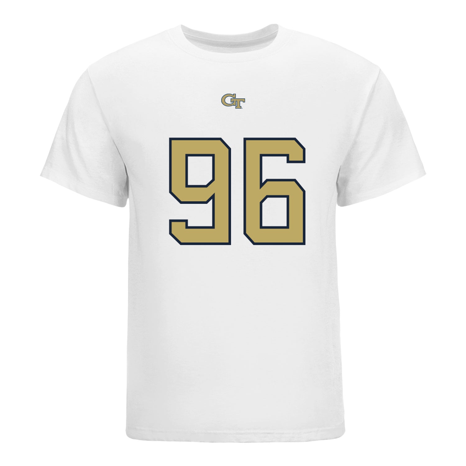 Georgia Tech Yellow Jackets #96 Shymeik Jones Student Athlete Football T-Shirt In White - Front View