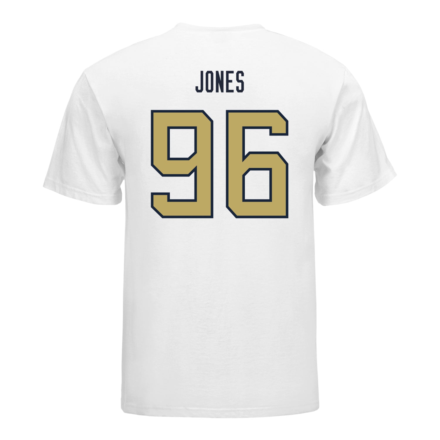 Georgia Tech Yellow Jackets #96 Shymeik Jones Student Athlete Football T-Shirt In White - Back View