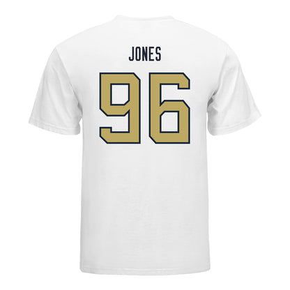 Georgia Tech Yellow Jackets #96 Shymeik Jones Student Athlete Football T-Shirt In White - Back View