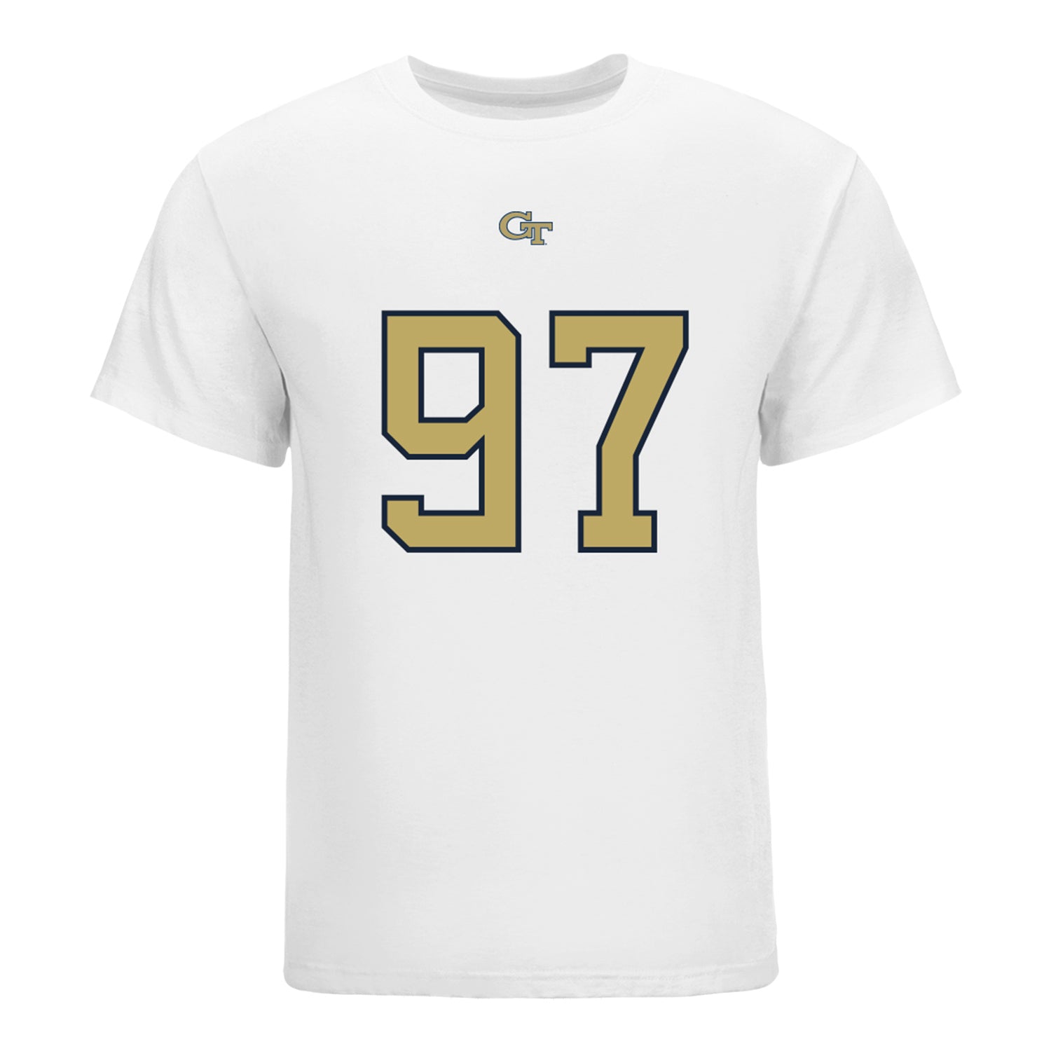 Georgia Tech Yellow Jackets #97 Landen Marshall Student Athlete Football T-Shirt In White - Front View