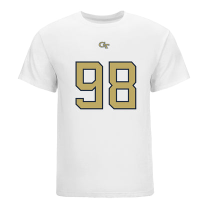 Georgia Tech Yellow Jackets #98 Amontrae Bradford Student Athlete Football T-Shirt In White - Front View