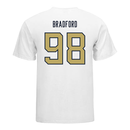 Georgia Tech Yellow Jackets #98 Amontrae Bradford Student Athlete Football T-Shirt In White - Back View
