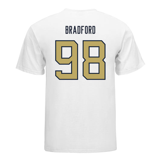 Georgia Tech Yellow Jackets #98 Amontrae Bradford Student Athlete Football T-Shirt In White - Back View