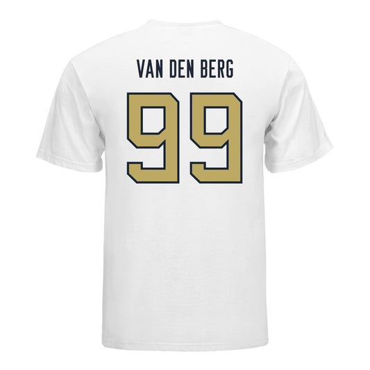 Georgia Tech Yellow Jackets #99 Jordan Van Den Berg Student Athlete Football T-Shirt In White - Back View