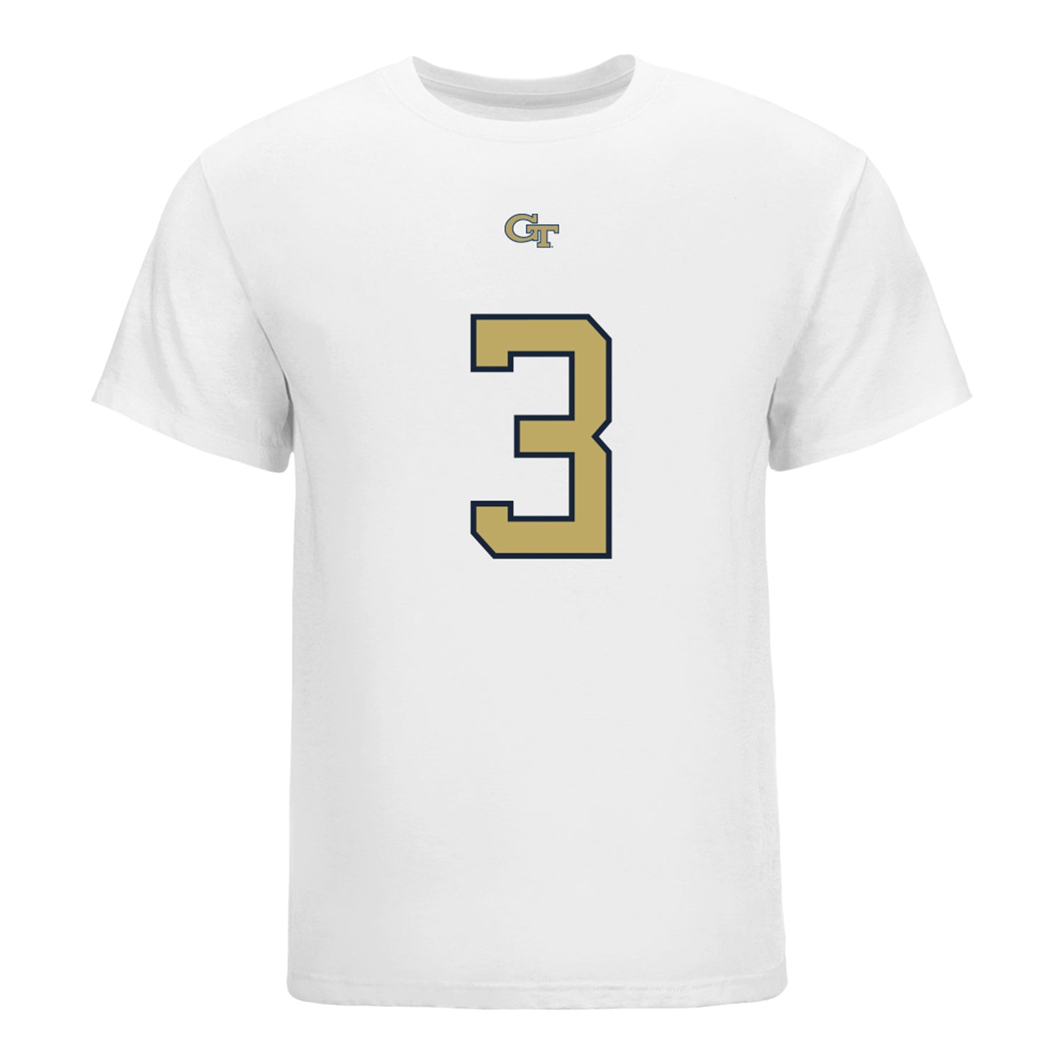 Georgia Tech Yellow Jackets #3 Ahmari Harvey Student Athlete Football T-Shirt In White - Front View