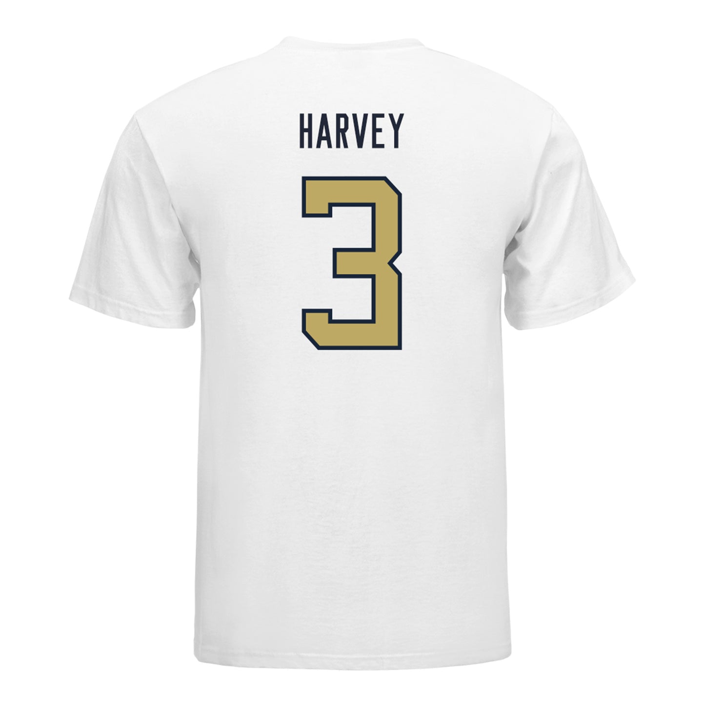 Georgia Tech Yellow Jackets #3 Ahmari Harvey Student Athlete Football T-Shirt In White - Back View