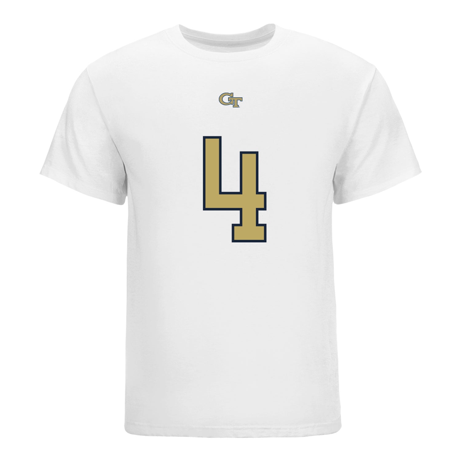 Georgia Tech Yellow Jackets #4 Daiquan White Student Athlete Football T-Shirt In White - Front View