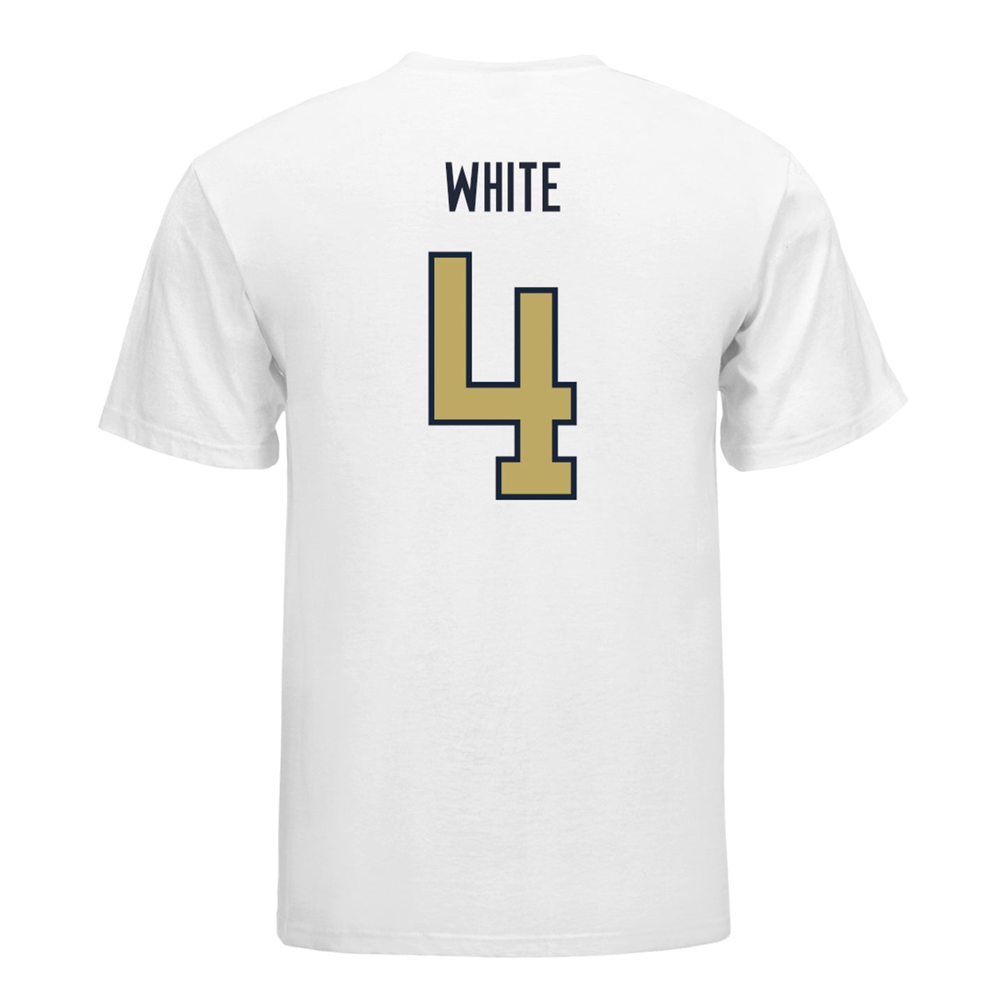 Georgia Tech Yellow Jackets #4 Daiquan White Student Athlete Football T-Shirt In White - Back View