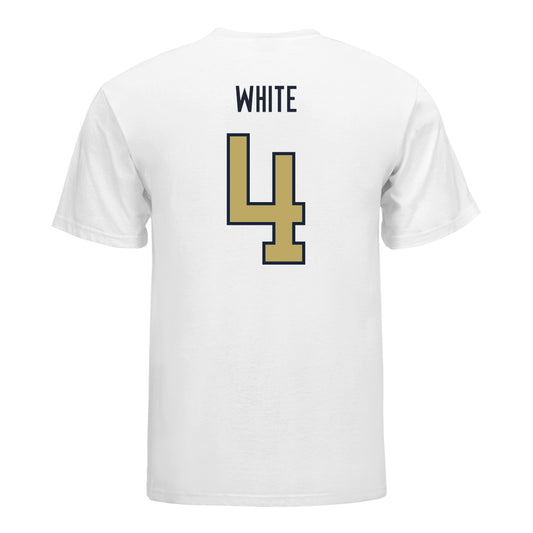Georgia Tech Yellow Jackets #4 Daiquan White Student Athlete Football T-Shirt In White - Back View