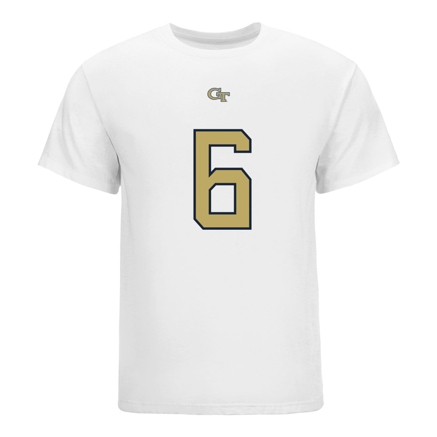 Georgia Tech Yellow Jackets #6 Debron Gatling Student Athlete Football T-Shirt In White - Front View