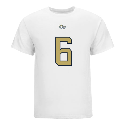 Georgia Tech Yellow Jackets #6 Debron Gatling Student Athlete Football T-Shirt In White - Front View