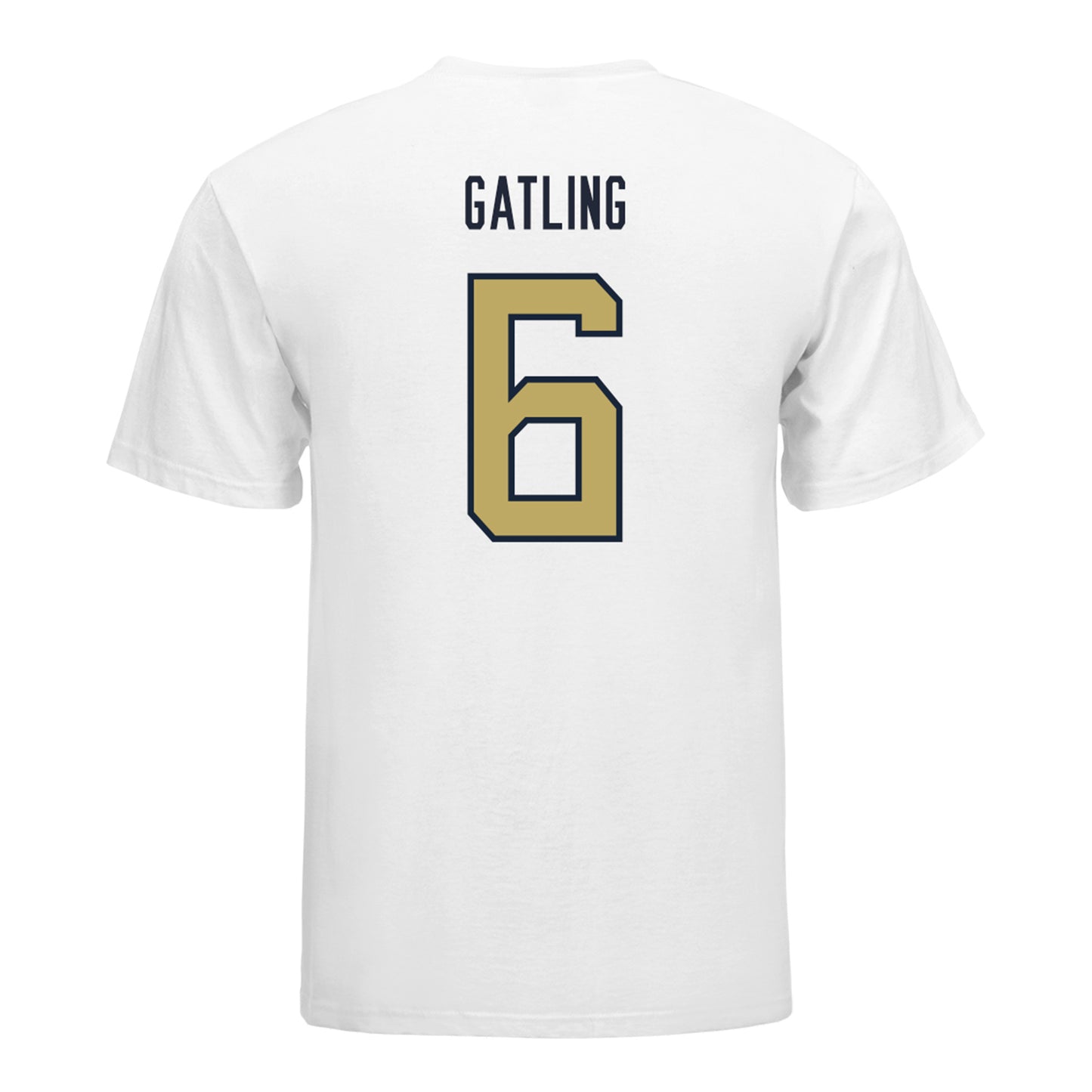 Georgia Tech Yellow Jackets #6 Debron Gatling Student Athlete Football T-Shirt In White - Back View