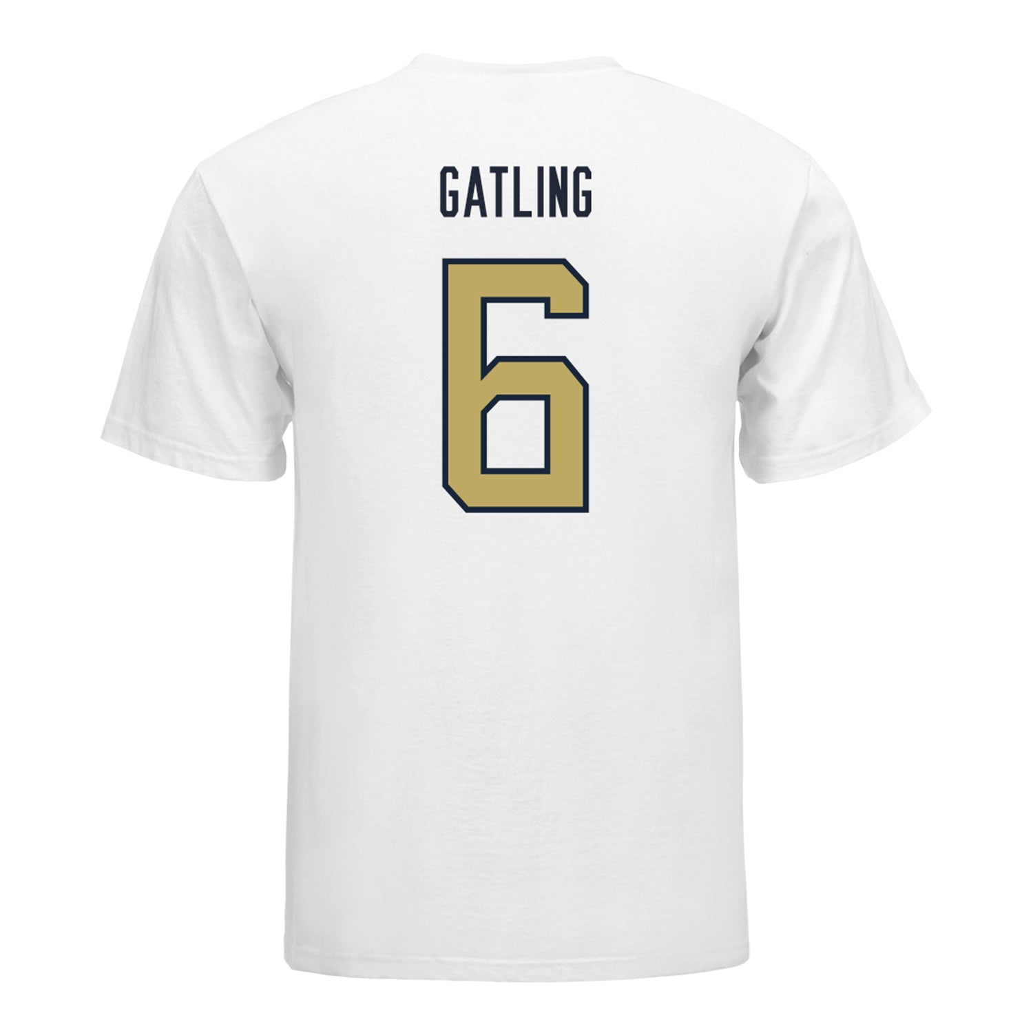 Georgia Tech Yellow Jackets #6 Debron Gatling Student Athlete Football T-Shirt In White - Back View