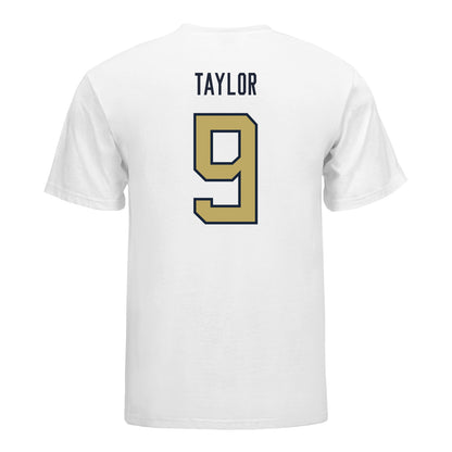Georgia Tech Yellow Jackets #9 Zion Taylor Student Athlete Football T-Shirt In White - Back View