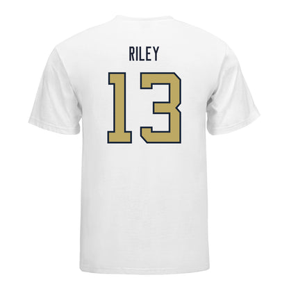Georgia Tech Yellow Jackets #13 Savion Riley Student Athlete Football T-Shirt In White - Back View