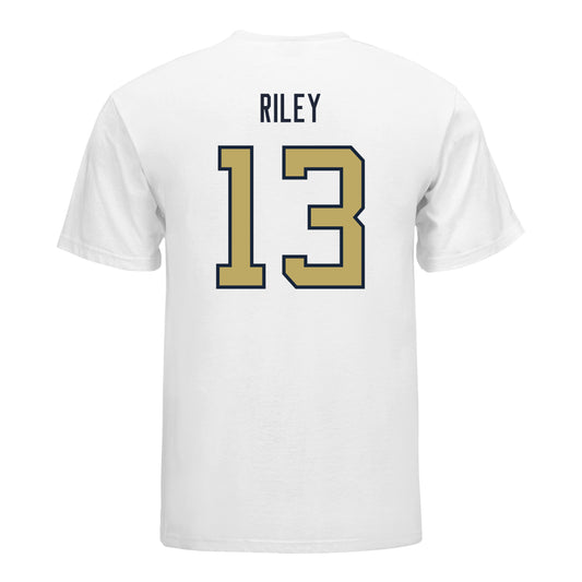 Georgia Tech Yellow Jackets #13 Savion Riley Student Athlete Football T-Shirt In White - Back View
