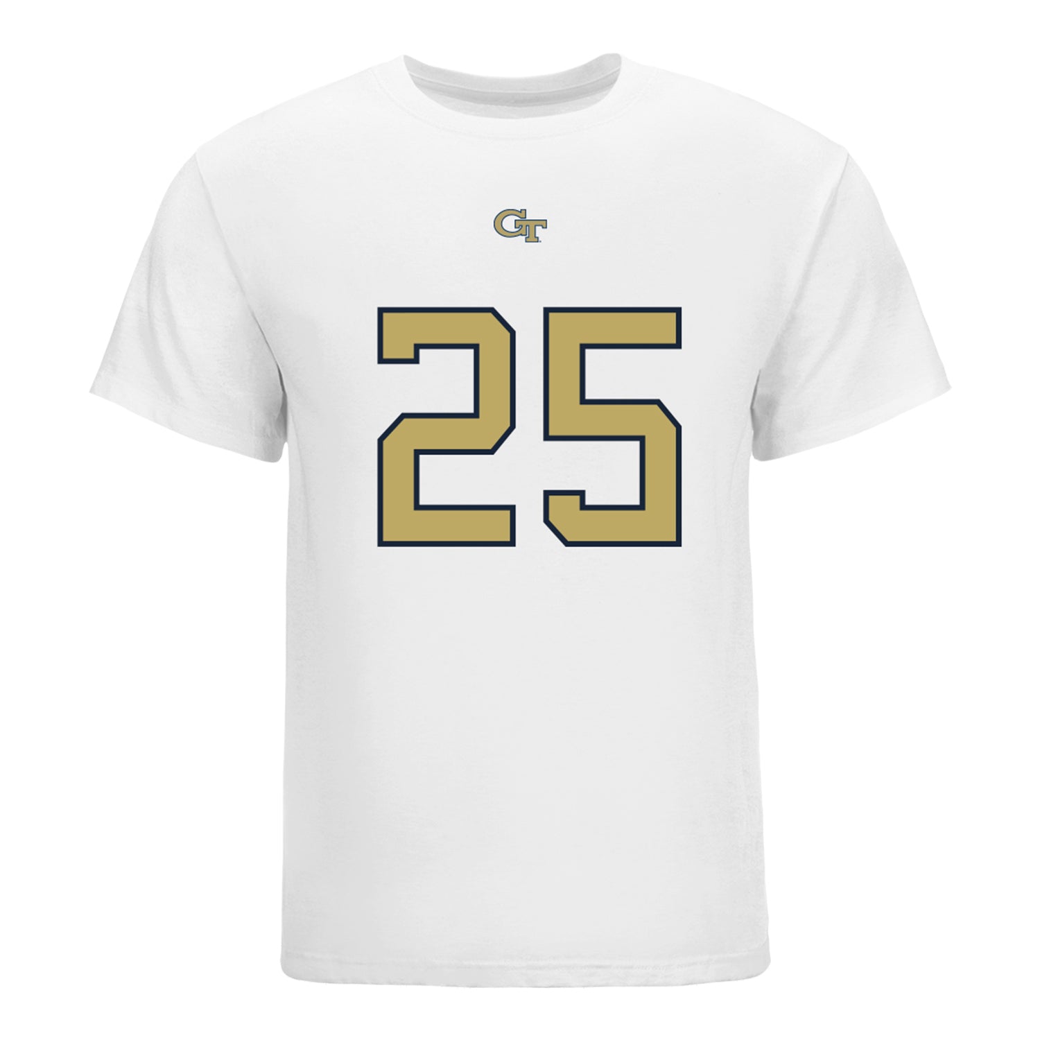 Georgia Tech Yellow Jackets #25 Dalen Penson Student Athlete Football T-Shirt In White - Front View