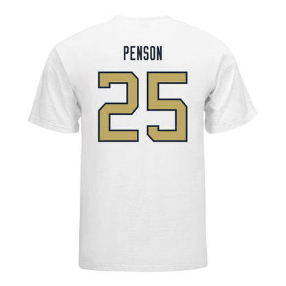 Georgia Tech Yellow Jackets #25 Dalen Penson Student Athlete Football T-Shirt In White - Back View