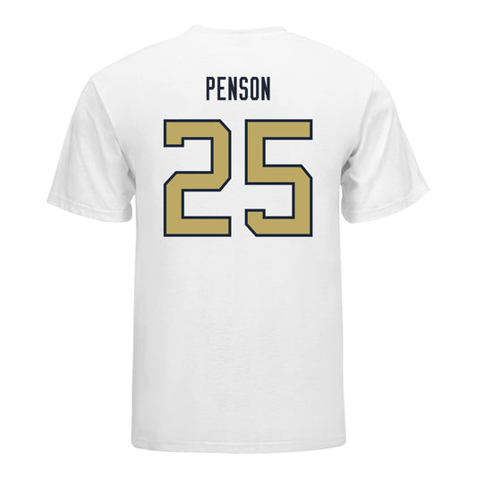 Georgia Tech Yellow Jackets #25 Dalen Penson Student Athlete Football T-Shirt In White - Back View