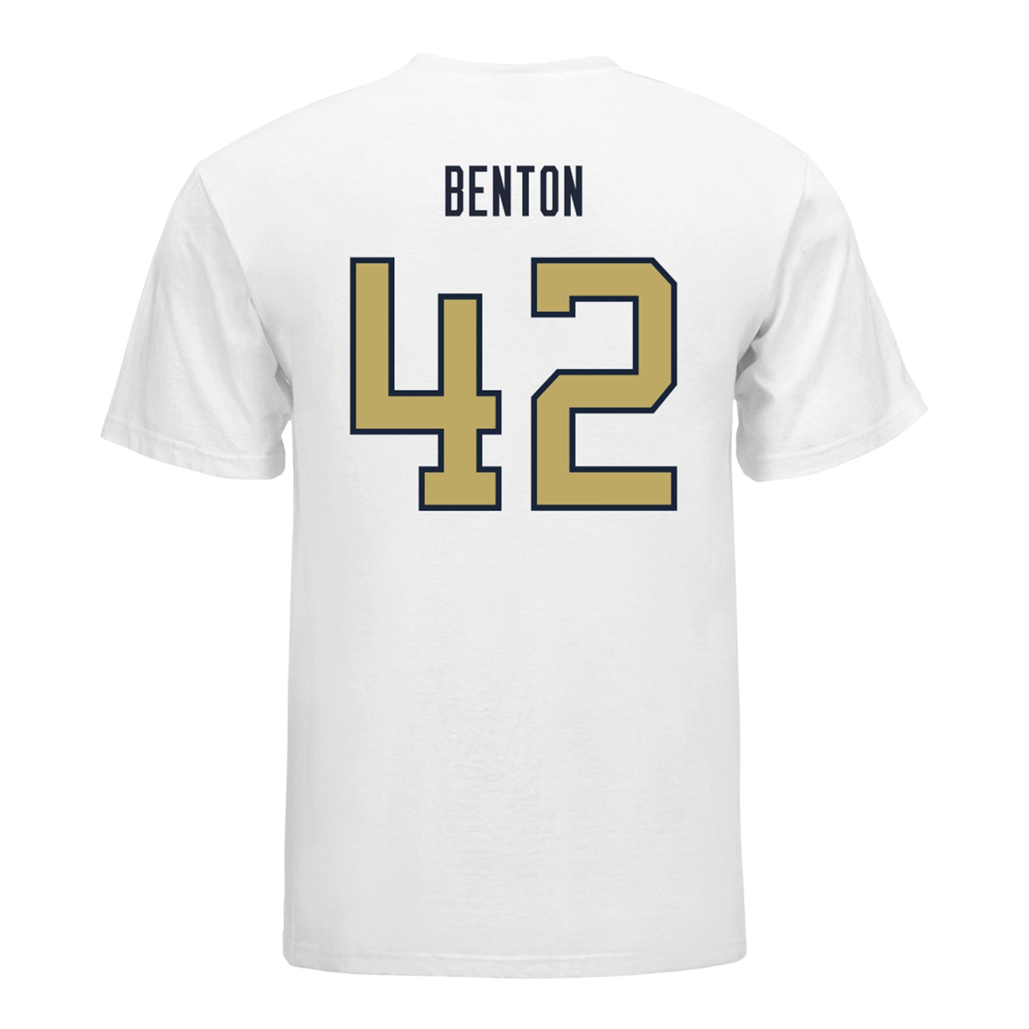 Georgia Tech Yellow Jackets #42 Will Benton Student Athlete Football T-Shirt In White - Back View