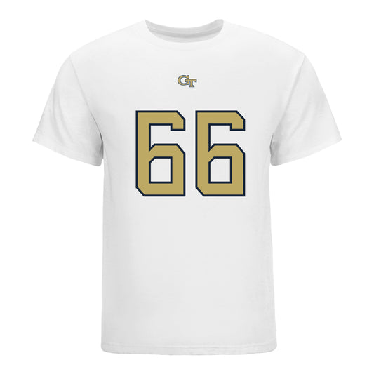 Georgia Tech Yellow Jackets #66 William Reed Student Athlete Football T-Shirt In White - Front View