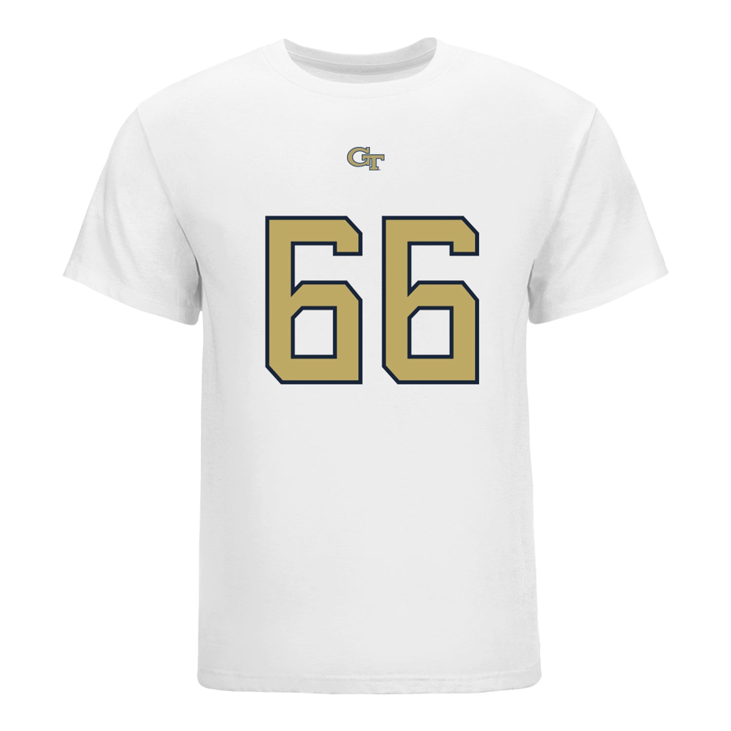 Georgia Tech Yellow Jackets #66 William Reed Student Athlete Football T-Shirt In White - Front View
