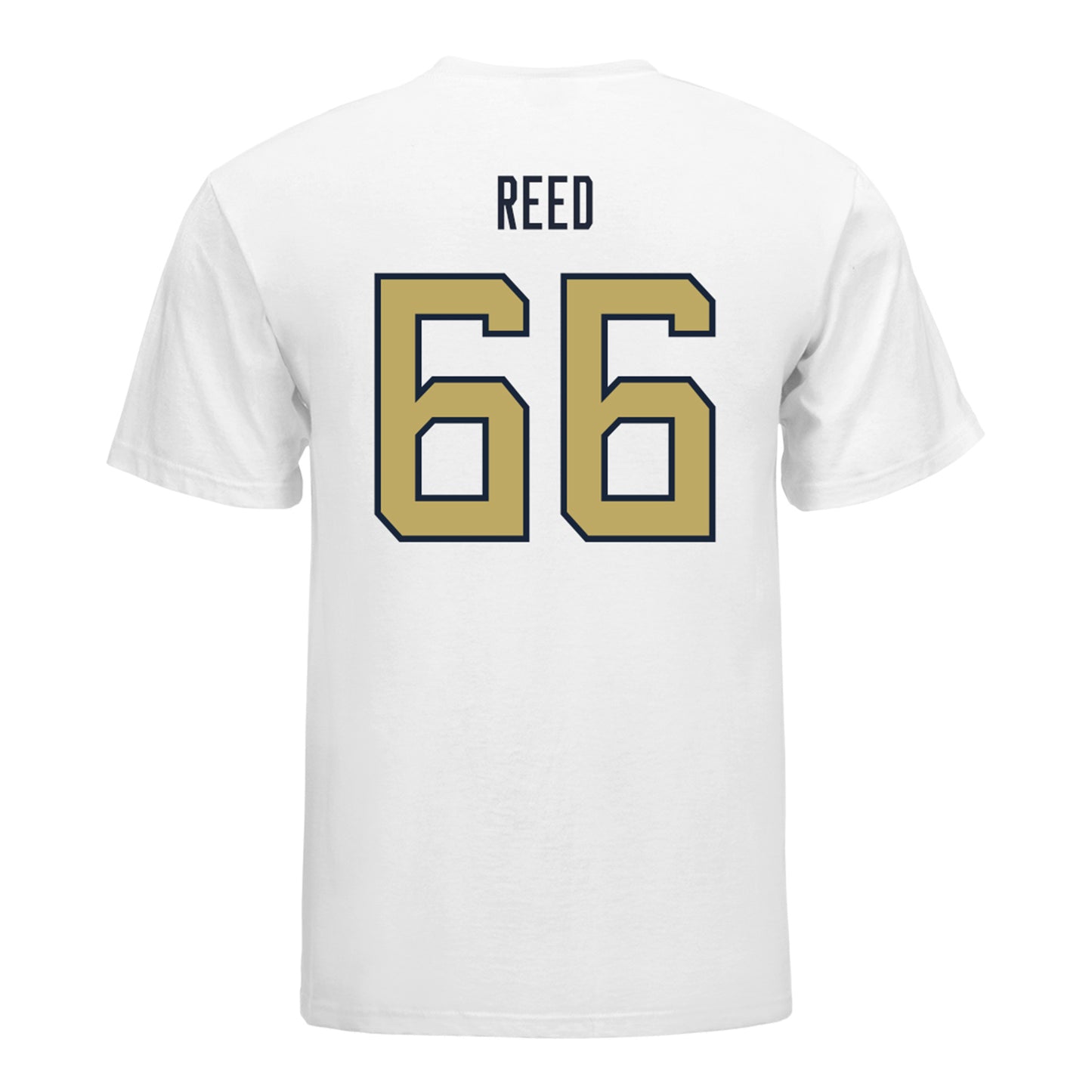 Georgia Tech Yellow Jackets #66 William Reed Student Athlete Football T-Shirt In White - Back View