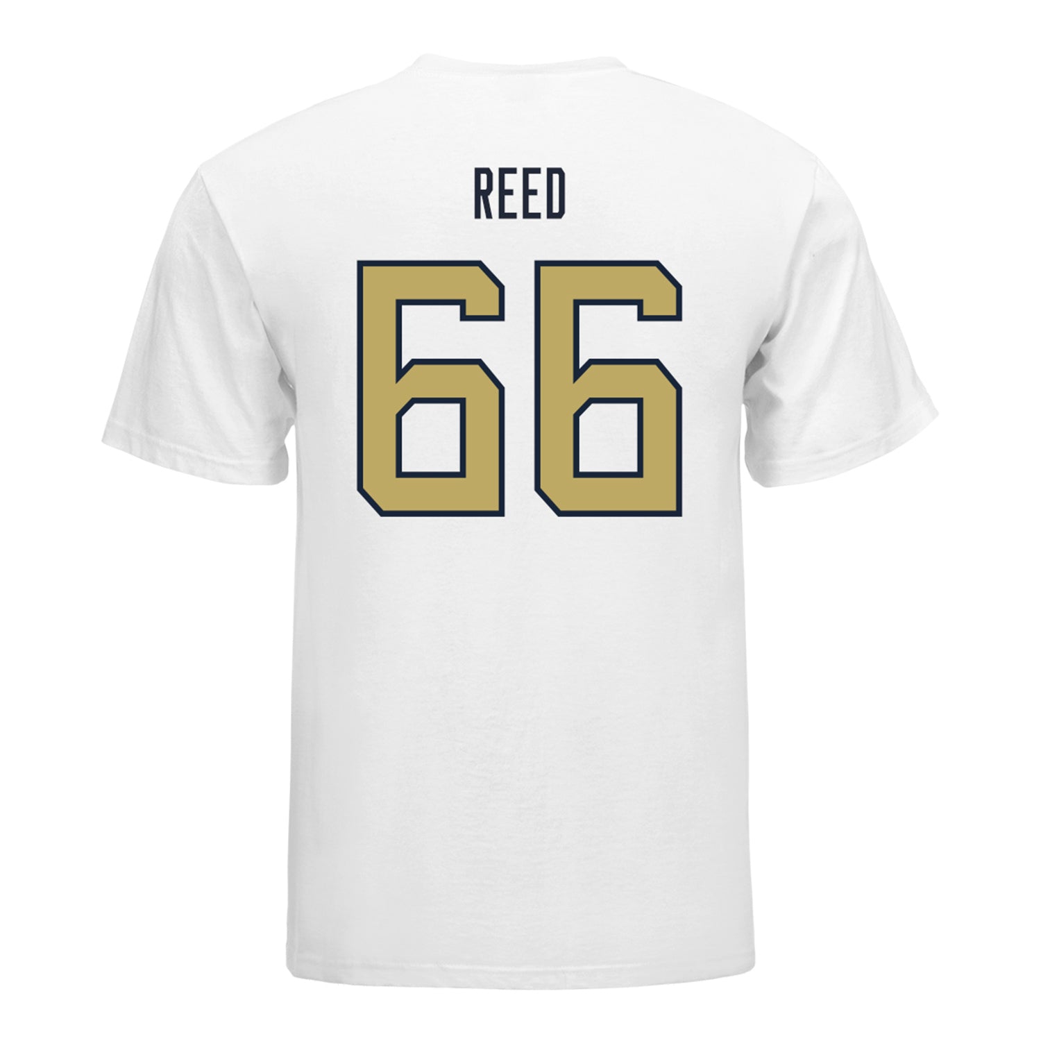 Georgia Tech Yellow Jackets #66 William Reed Student Athlete Football T-Shirt In White - Back View