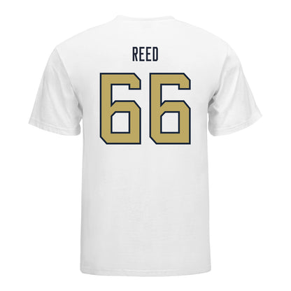 Georgia Tech Yellow Jackets #66 William Reed Student Athlete Football T-Shirt In White - Back View