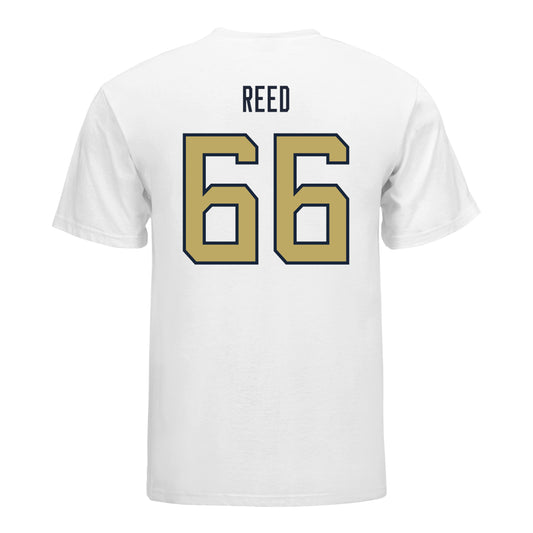 Georgia Tech Yellow Jackets #66 William Reed Student Athlete Football T-Shirt In White - Back View
