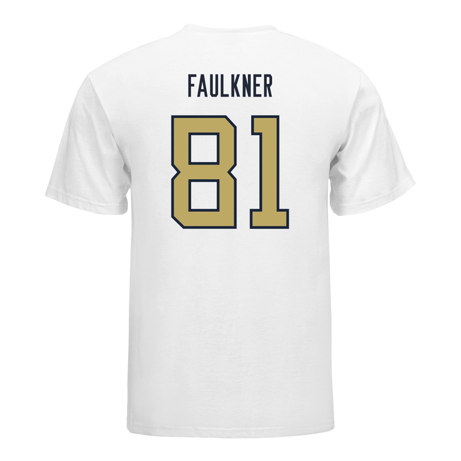 Georgia Tech Yellow Jackets #81 Cal Faulkner Student Athlete Football T-Shirt In White - Back View