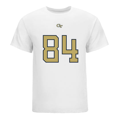 Georgia Tech Yellow Jackets #84 Evan Haynes Student Athlete Football T-Shirt In White - Front View