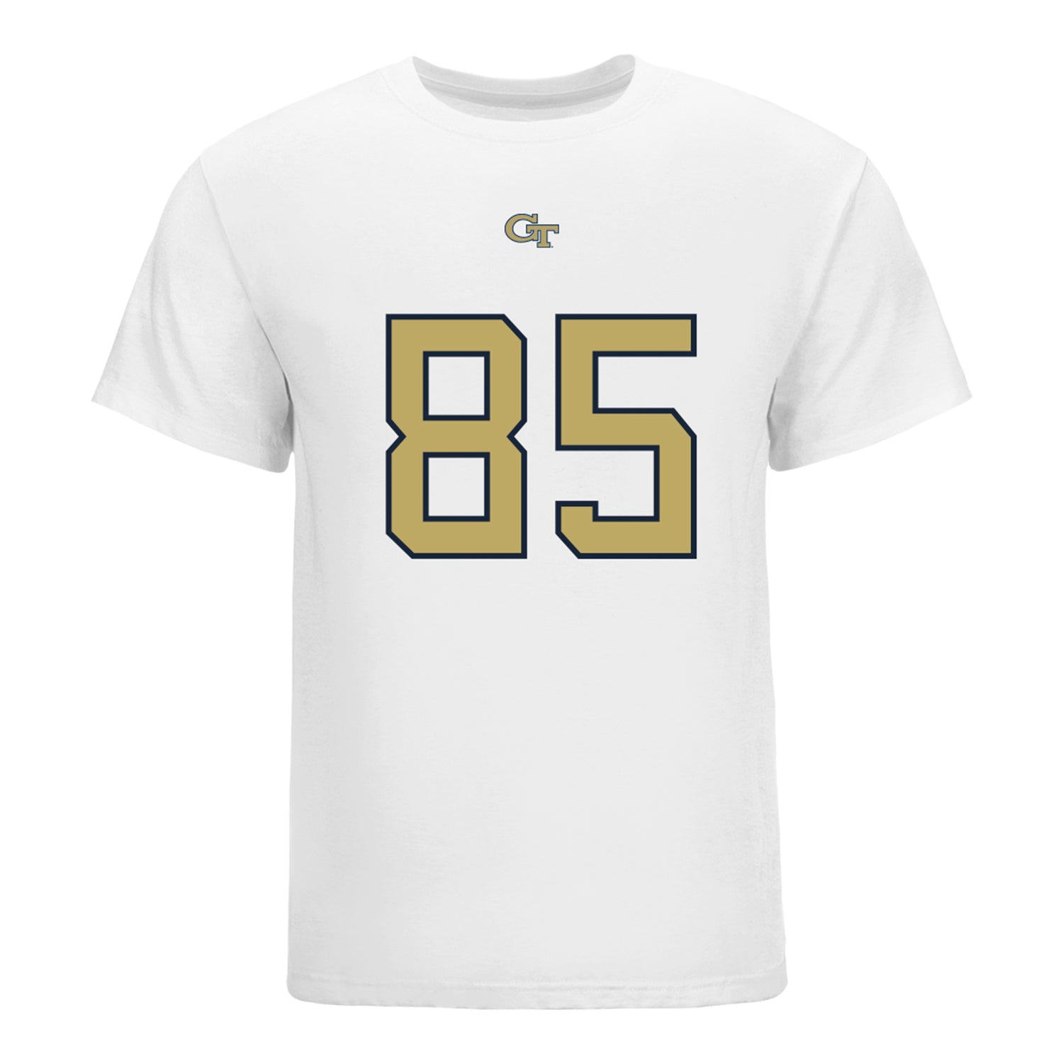 Georgia Tech Yellow Jackets #85 Jordan Allen Student Athlete Football T-Shirt In White - Front View