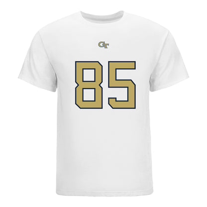 Georgia Tech Yellow Jackets #85 Jordan Allen Student Athlete Football T-Shirt In White - Front View