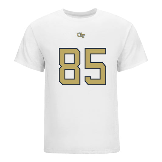 Georgia Tech Yellow Jackets #85 Jordan Allen Student Athlete Football T-Shirt In White - Front View
