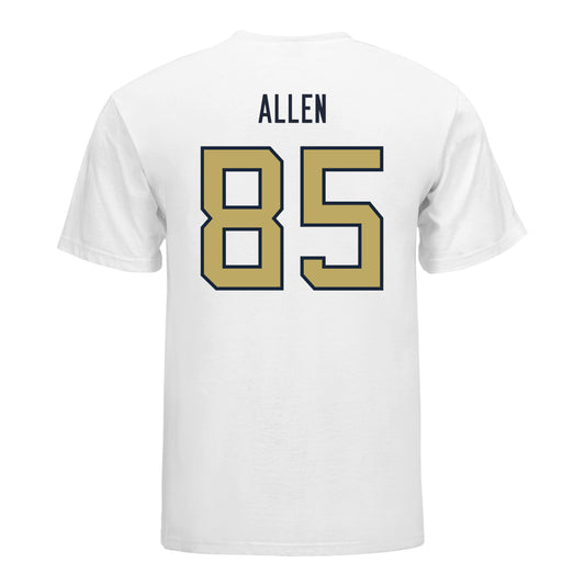 Georgia Tech Yellow Jackets #85 Jordan Allen Student Athlete Football T-Shirt In White - Back View