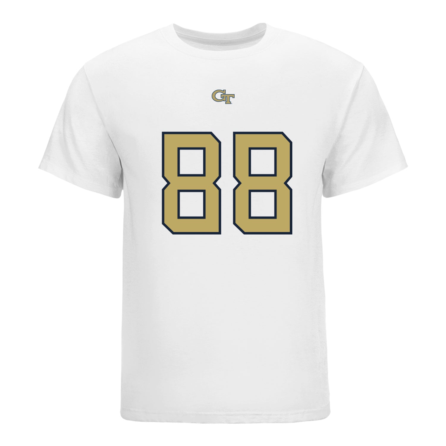 Georgia Tech Yellow Jackets #88 J.T. Byrne Student Athlete Football T-Shirt In White - Front View