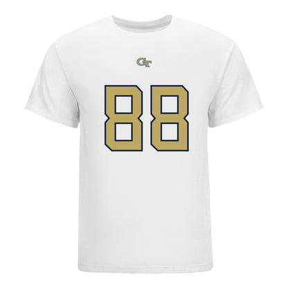 Georgia Tech Yellow Jackets #88 J.T. Byrne Student Athlete Football T-Shirt In White - Front View