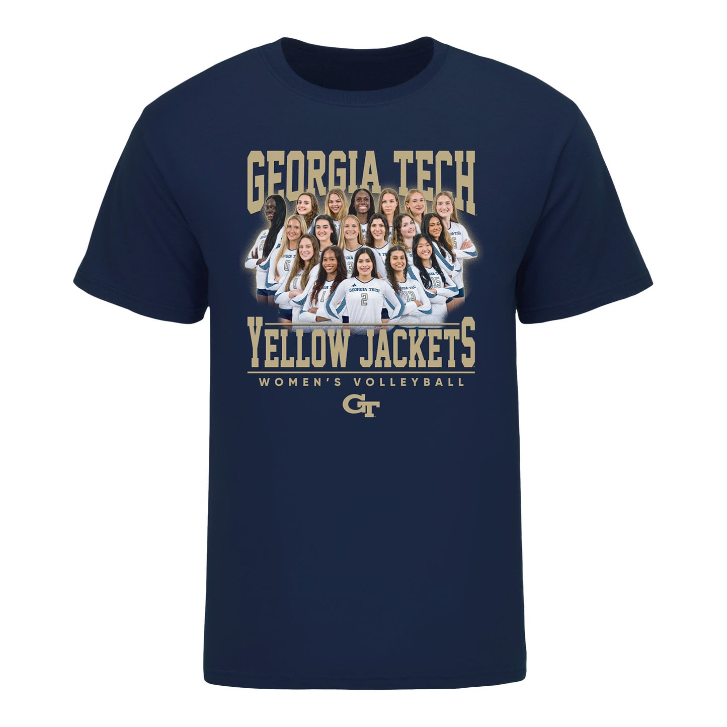 Georgia Tech Yellow Jackets 2025-2026 Women's Volleyball Team T-Shirt - Front View