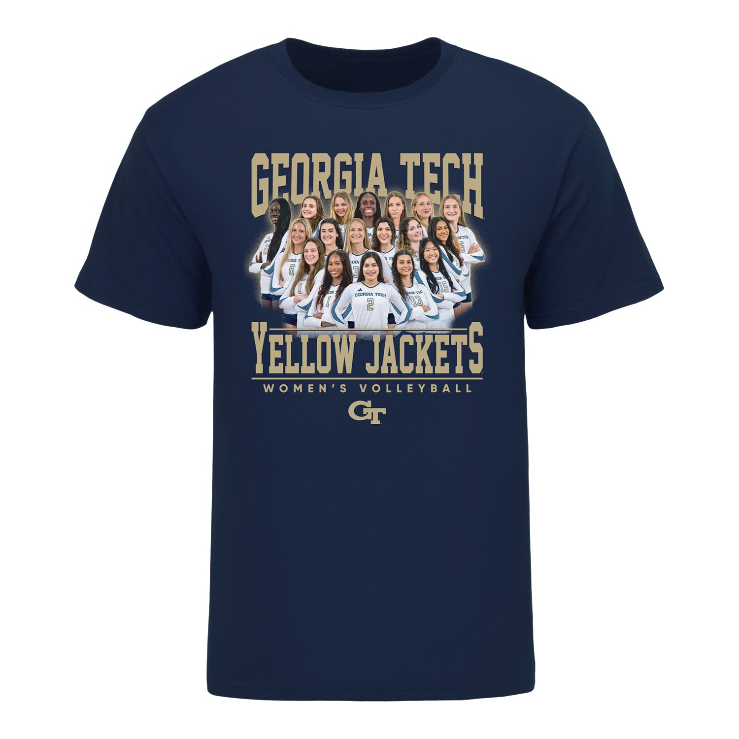 Georgia Tech Yellow Jackets 2025-2026 Women's Volleyball Team T-Shirt - Front View