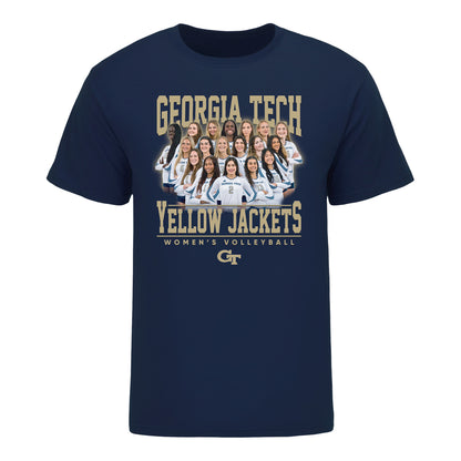 Georgia Tech Yellow Jackets 2025-2026 Women's Volleyball Team T-Shirt - Front View