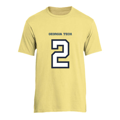 Georgia Tech Men's Basketball Student Athlete T-Shirt #2 Eric Chatfield Jr. In Gold - Front View