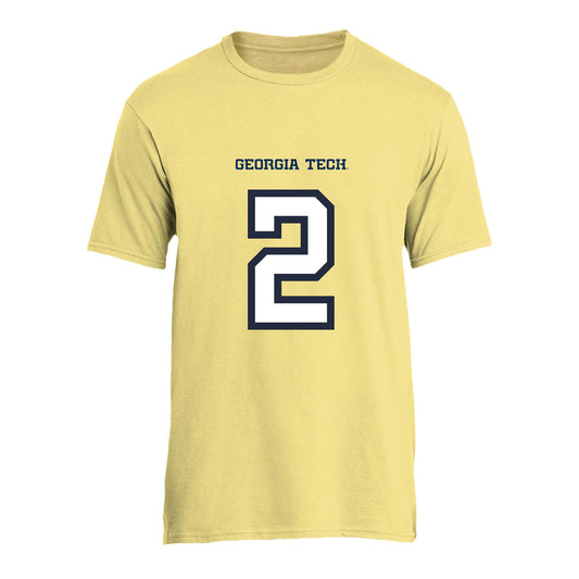 Georgia Tech Men's Basketball Student Athlete T-Shirt #2 Eric Chatfield Jr. In Gold - Front View