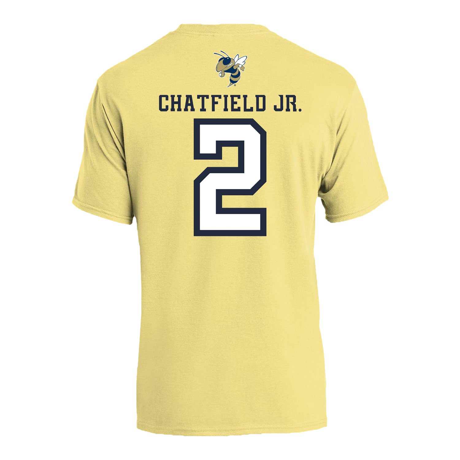 Georgia Tech Men's Basketball Student Athlete T-Shirt #2 Eric Chatfield Jr. In Gold - Back View
