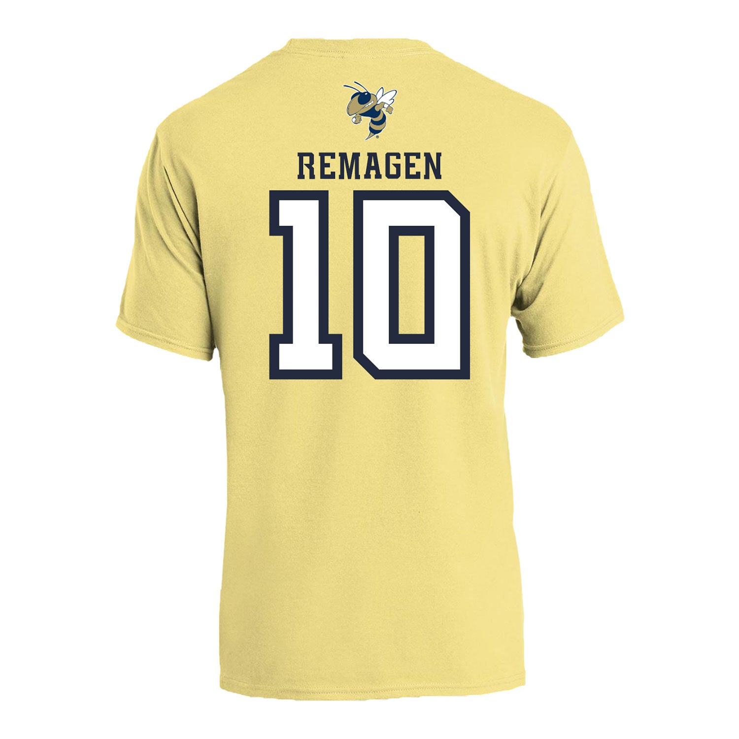 Georgia Tech Men's Basketball Student Athlete T-Shirt #10 Dave Remagen In Gold - Back View