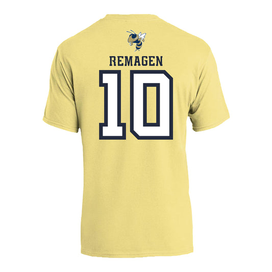 Georgia Tech Men's Basketball Student Athlete T-Shirt #10 Dave Remagen In Gold - Back View