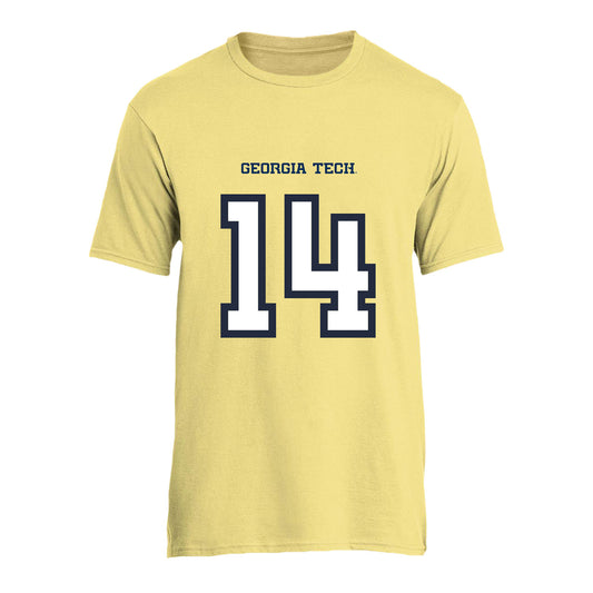 Georgia Tech Men's Basketball Student Athlete T-Shirt #14 Kowacie Reeves- Front View