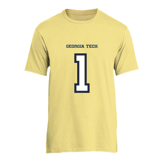 Georgia Tech Women's Basketball Student Athlete T-Shirt #1 McKayla Taylor In Yellow - Front View
