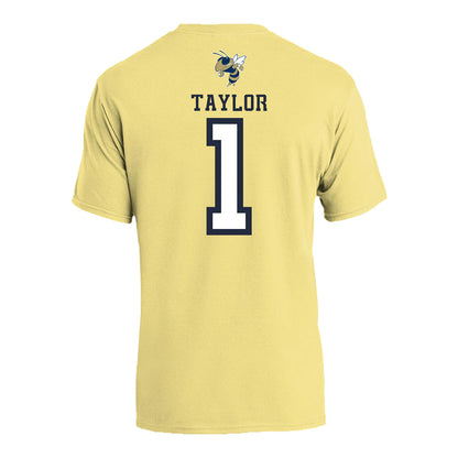 Georgia Tech  Women's Basketball Student Athlete T-Shirt #1 McKayla Taylor In Yellow - Back View